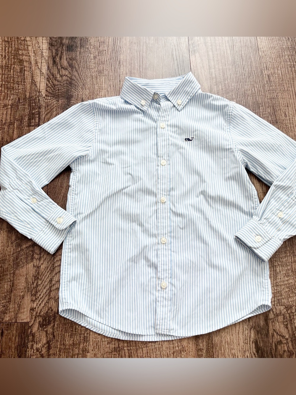 Vineyard Vines Blue & White Stripe Button-Down Long-Sleeve Shirt Boys Size 5